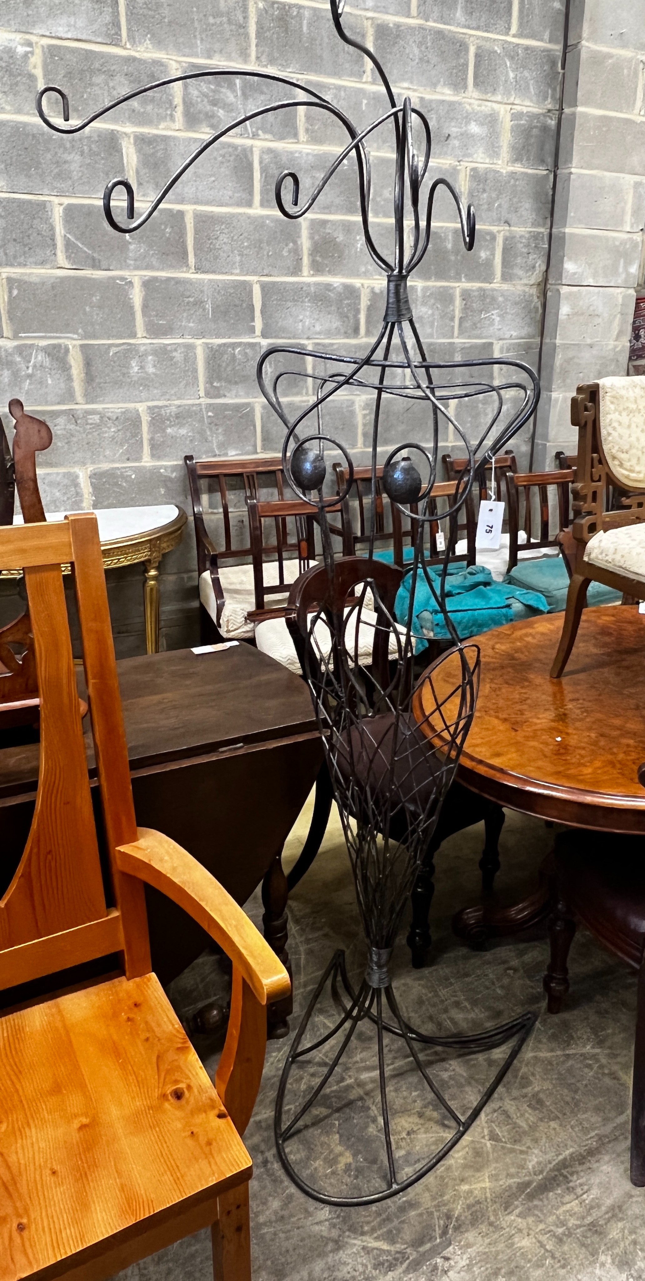 A contemporary wrought iron mannequin, height 185cm